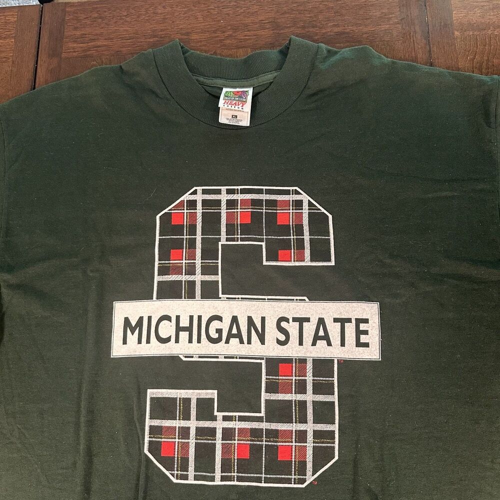 Vintage Men's XL Michigan State Spartans Shirt Fruit of the Loom Single Stitch